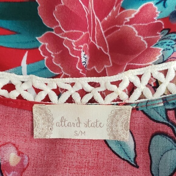 Altar'd State Bright Hawaiian Floral Open Front Duster / Blouse / Coverup s/m - Picture 3 of 6